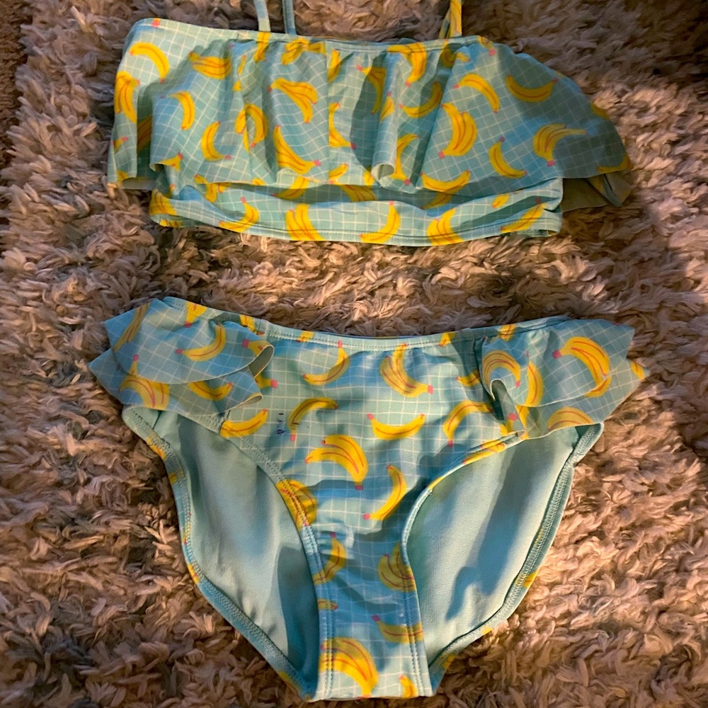 Girls size 10-12 banana print tankini bathing suit